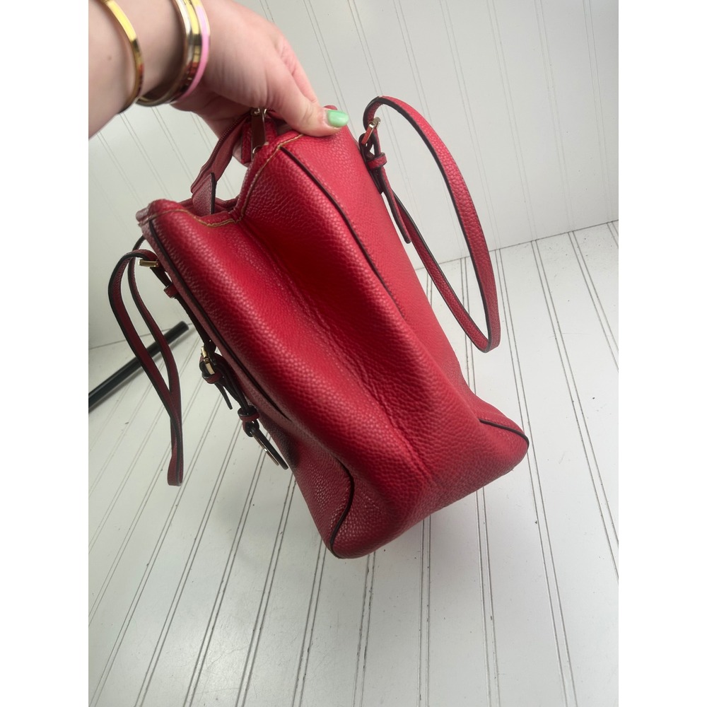 Michael Kors Jet Set Travel Large Red Pebbled Leather East West Tote Bag - Picture 10 of 15